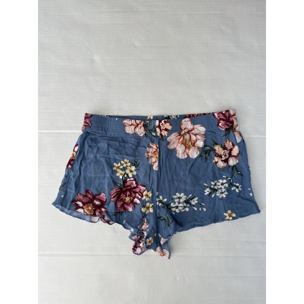Kendall & Kylie Womens Ruffled Light Shorts, Size S Blue Floral